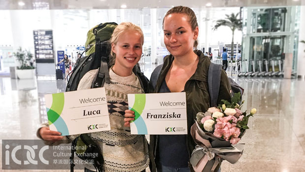 From the same country, on the same flight, two excellent German Au pairs arrive at Shenzhen !